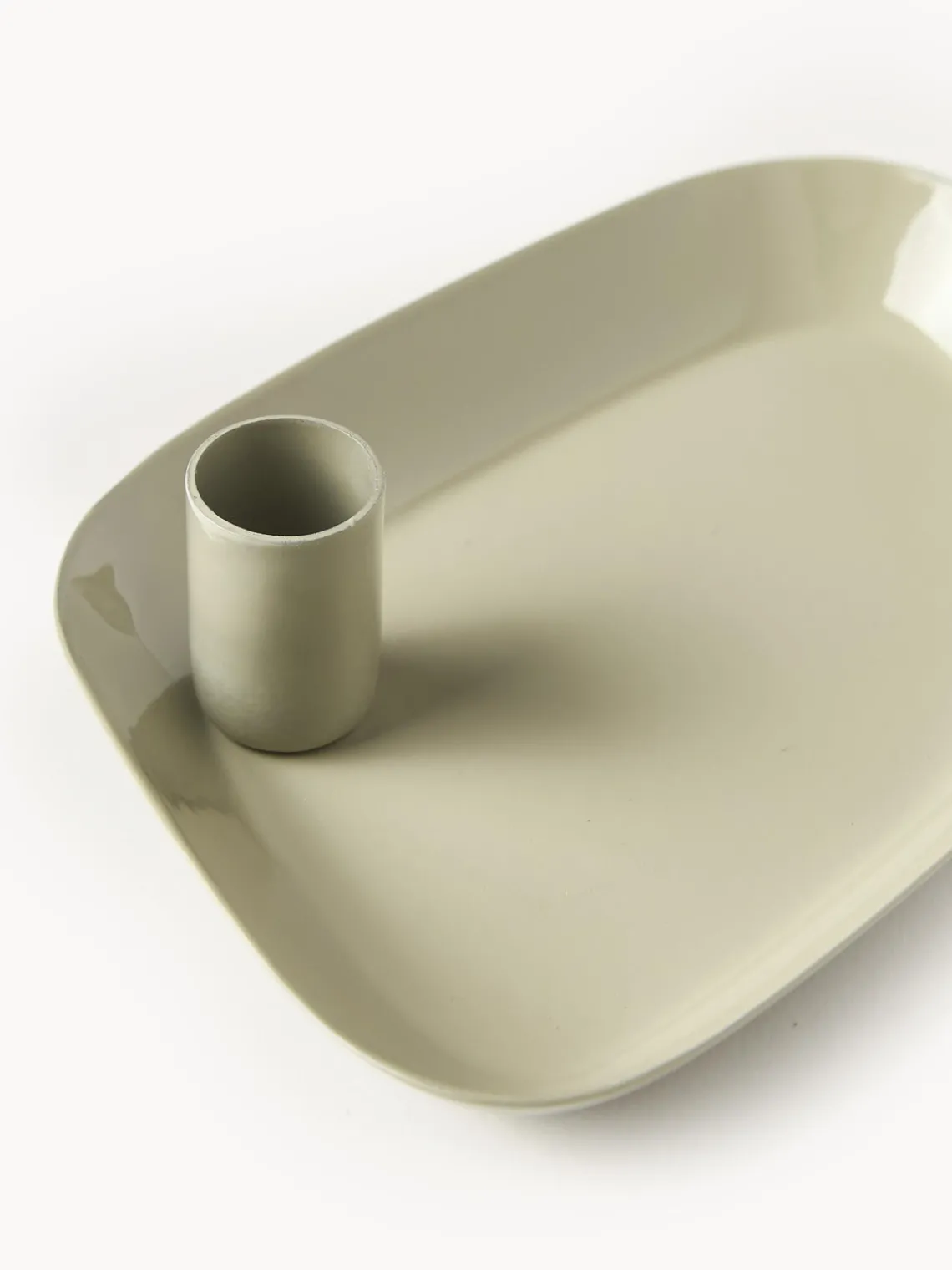 Candelabros|Jarrones>Broste Copenhagen Candelabro con bandeja Mie Beige claro brillante