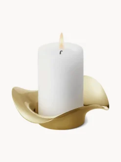 Sale Candelabro de acero inoxidable con forma orgánica Cobra Portavelas|Jarrones