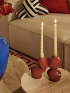 Candelabros|Jarrones></noscript>Westwing Collection Candelabro de gres Madhuri Rojo óxido