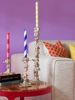 Candelabros|Jarrones>POLSPOTTEN Candelabro de metal Drip Plateado