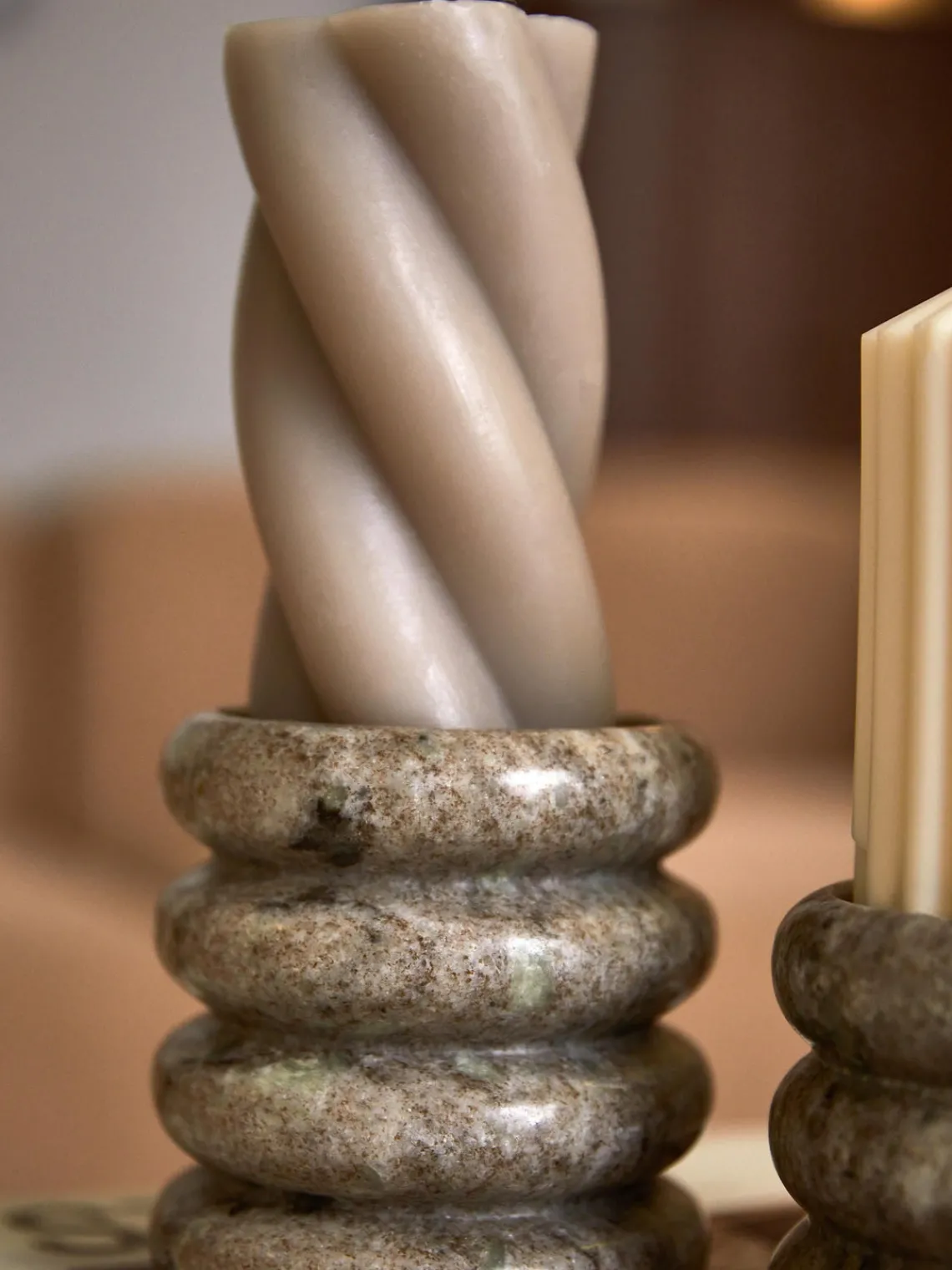 Candelabros|Jarrones>Westwing Collection Candelabros de mármol Orta, 2 uds. Mármol tonos beige