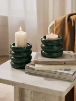 Candelabros|Jarrones>Westwing Collection Candelabros de mármol Orta, 2 uds. Mármol verde oscuro