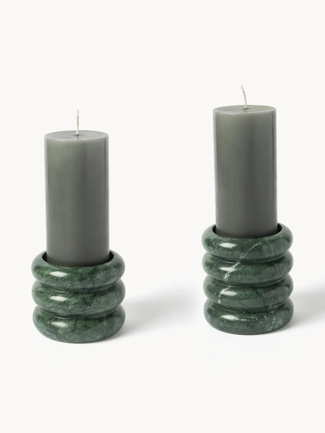 Candelabros|Jarrones>Westwing Collection Candelabros de mármol Orta, 2 uds. Mármol verde oscuro