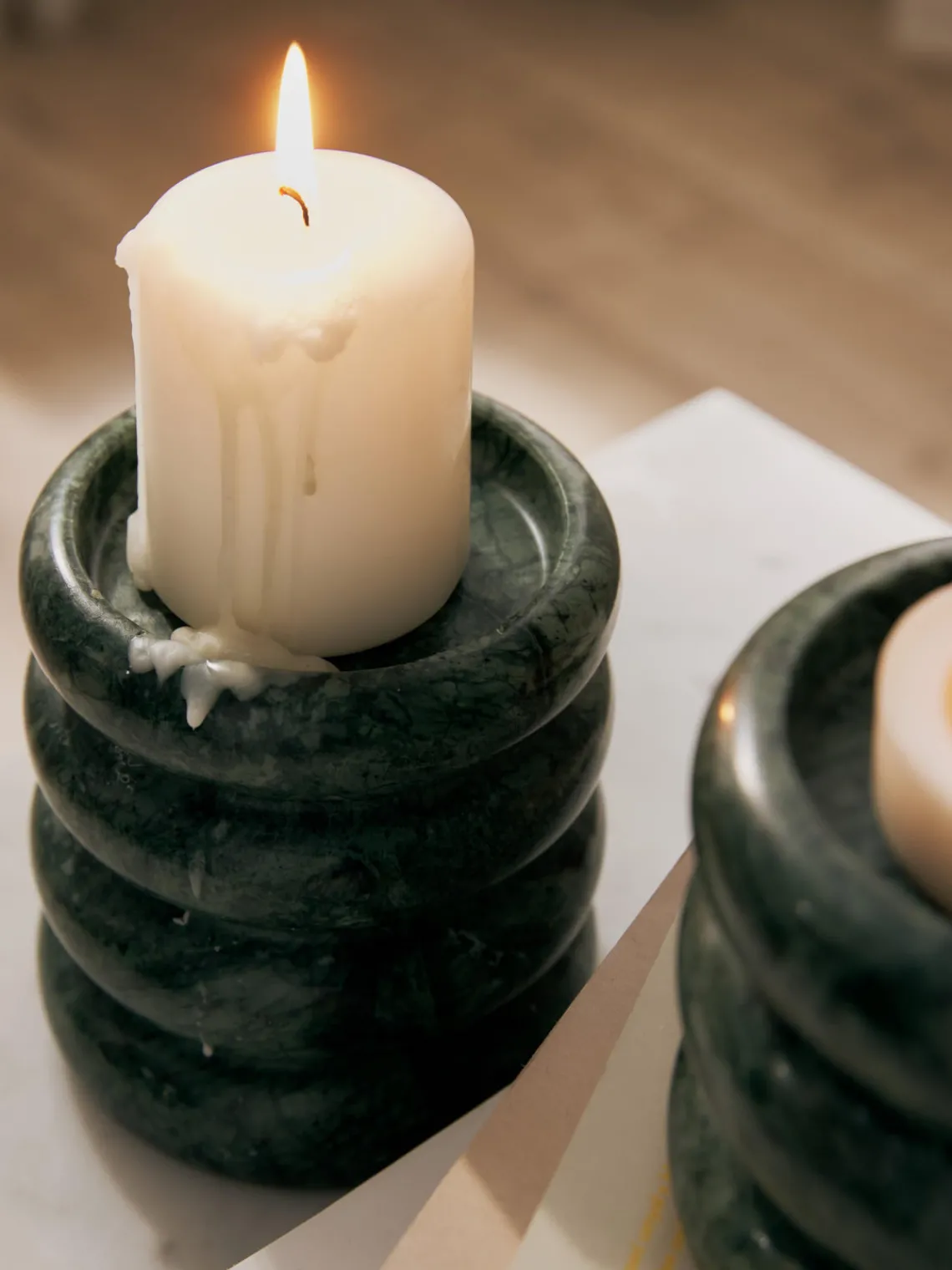 Candelabros|Jarrones>Westwing Collection Candelabros de mármol Orta, 2 uds. Mármol verde oscuro
