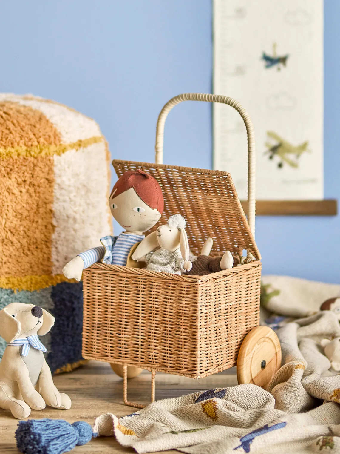 Decoración Infantil|Cestas Y Cajas>Bloomingville Mini Carrito infantil de ratán Penne