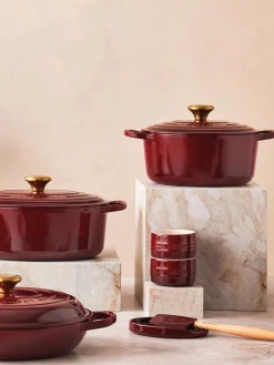 Ollas|Ollas>LE CREUSET Cazuela de hierro fundido La Marmite Signature Collection Rojo vino, dorado
