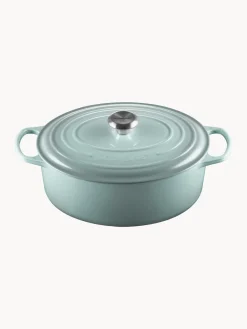 Ollas|Ollas>LE CREUSET Cazuela ovalada de hierro fundido Signature Collection, tamaños diferentes Verde menta, plateado