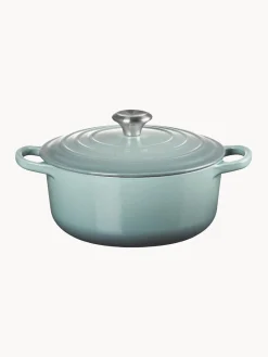 Ollas|Ollas>LE CREUSET Cazuela redonda de hierro fundido Signature Collection, tamaños diferentes Verde menta, plateado