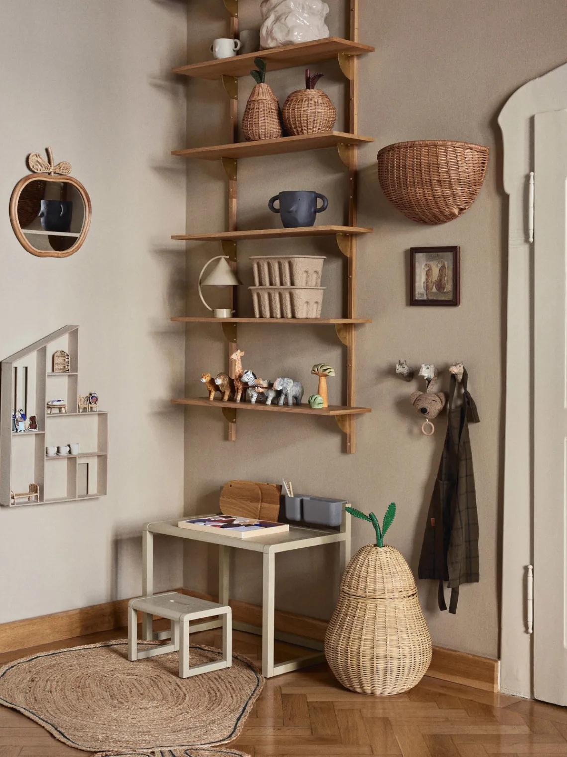 Decoración Infantil|Cestas Y Cajas>Ferm Living Kids Cesta artesanal de ratán Pear