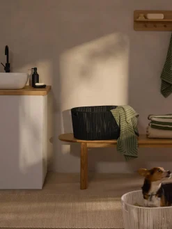 Cestos De La Ropa|Jarrones>Westwing Collection Cesta de ropa artesanal de cuerda Gabe Negro