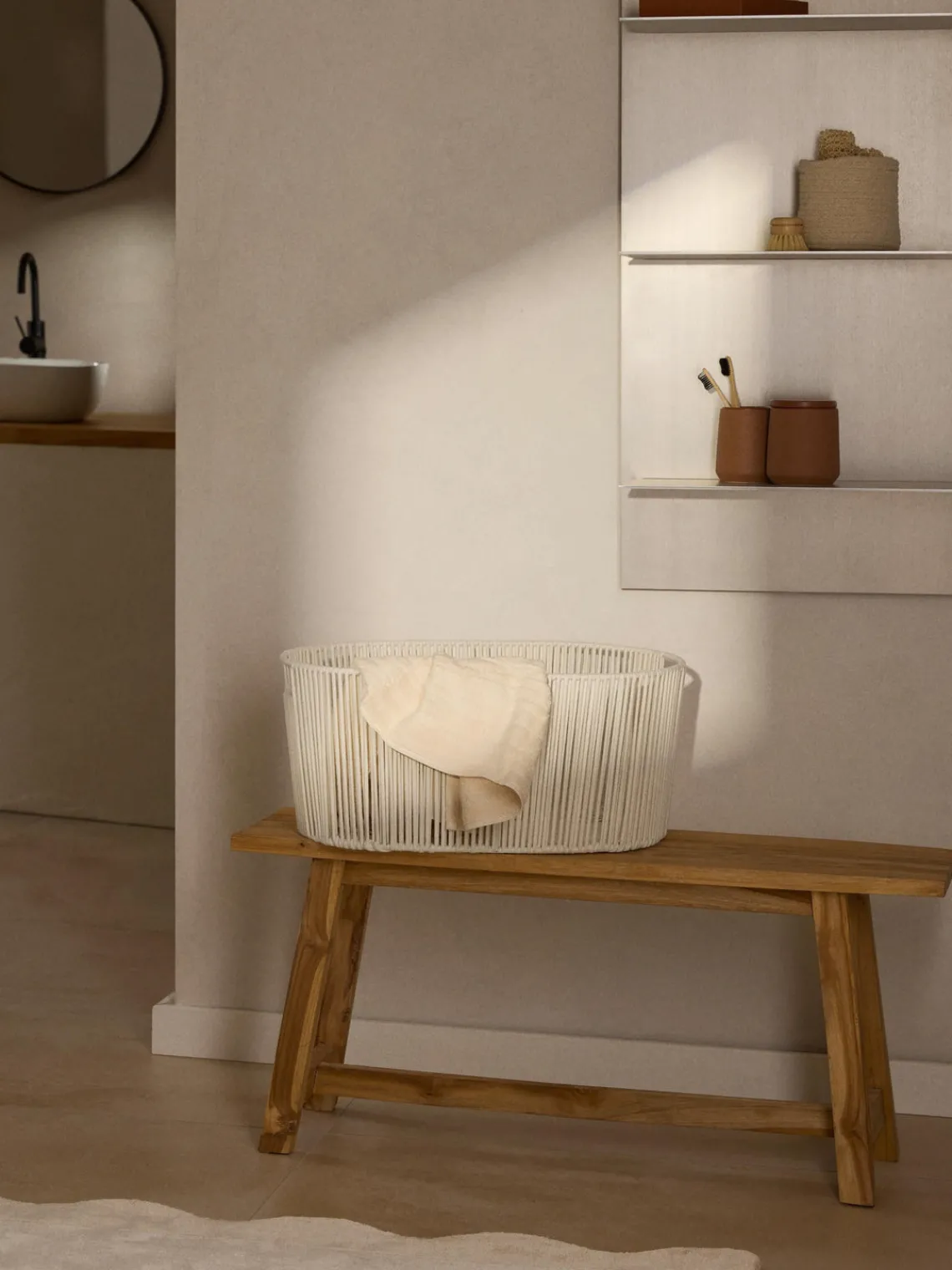 Cestos De La Ropa|Jarrones>Westwing Collection Cesta de ropa artesanal de cuerda Gabe Beige