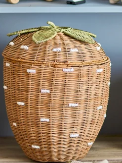 Cestas Y Cajas|Decoración Infantil></noscript>Bloomingville Mini Cesta infantil de ratán en forma de fresa Pelino