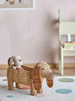 Decoración Infantil|Cestas Y Cajas>Bloomingville Mini Cesta infantil de ratán Palle en forma de perro