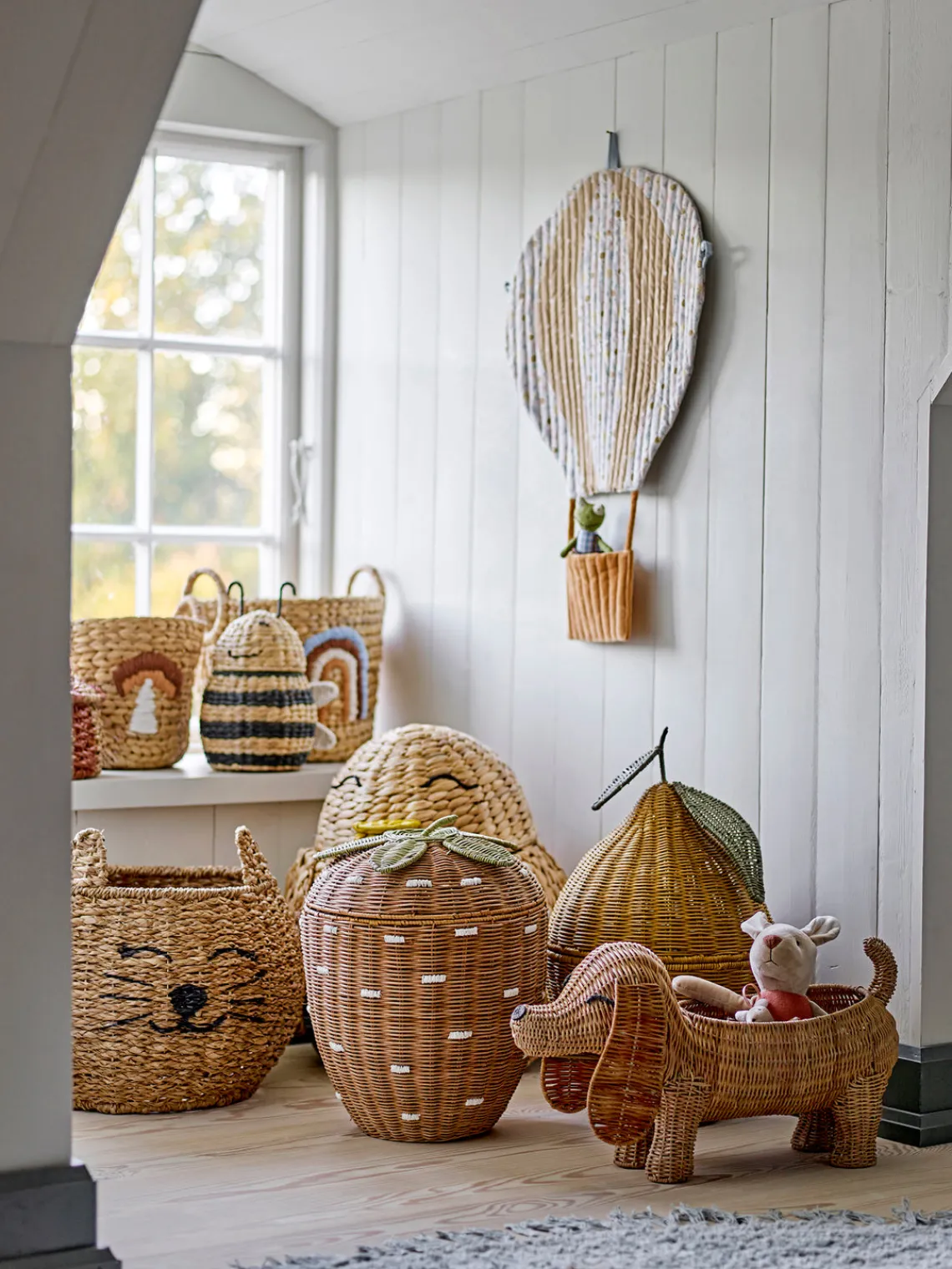 Decoración Infantil|Cestas Y Cajas>Bloomingville Mini Cesta infantil de ratán Palle en forma de perro