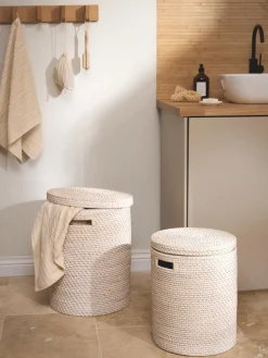 Cestos De La Ropa|Jarrones>Westwing Collection Cestas de ropa con tapa Lurdes, 2 uds. Beige claro