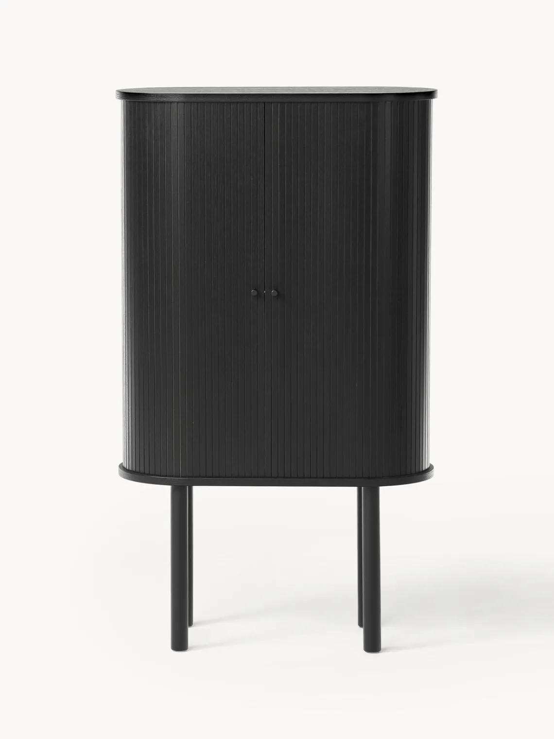 Sifonieres|Sifonieres>Westwing Collection Chiffonnier acanalado Calary Madera de roble lacada en negro