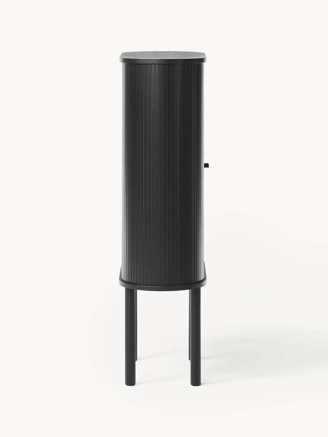 Sifonieres|Sifonieres>Westwing Collection Chiffonnier acanalado Calary Madera de roble lacada en negro