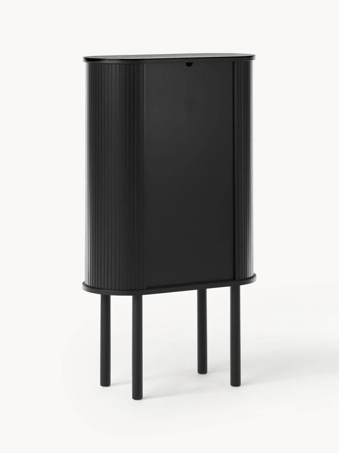 Sifonieres|Sifonieres>Westwing Collection Chiffonnier acanalado Calary Madera de roble lacada en negro