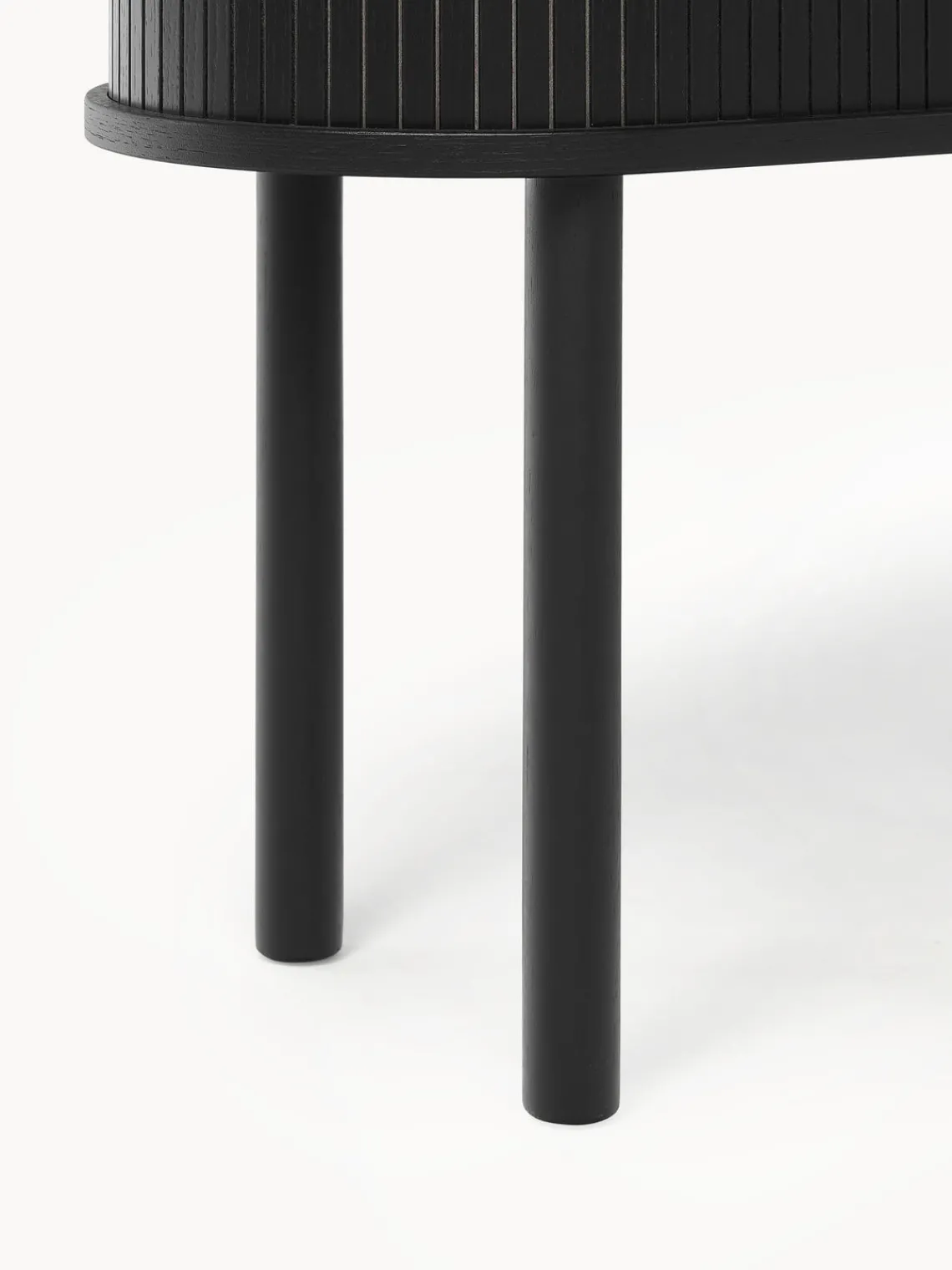 Sifonieres|Sifonieres>Westwing Collection Chiffonnier acanalado Calary Madera de roble lacada en negro