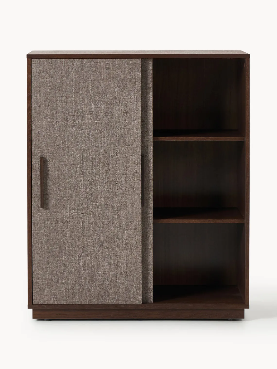 Sifonieres|Sifonieres>Westwing Collection Chiffonnier de madera con frente tapizado Wisp Madera de roble oscura, taupe
