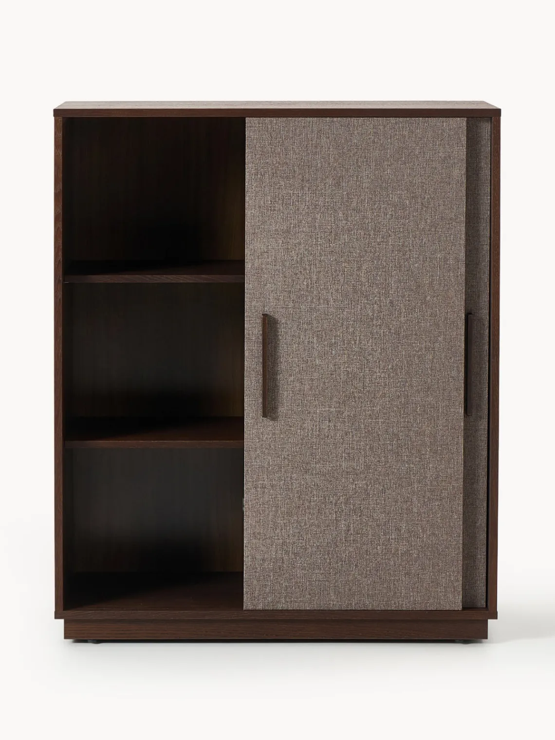 Sifonieres|Sifonieres>Westwing Collection Chiffonnier de madera con frente tapizado Wisp Madera de roble oscura, taupe