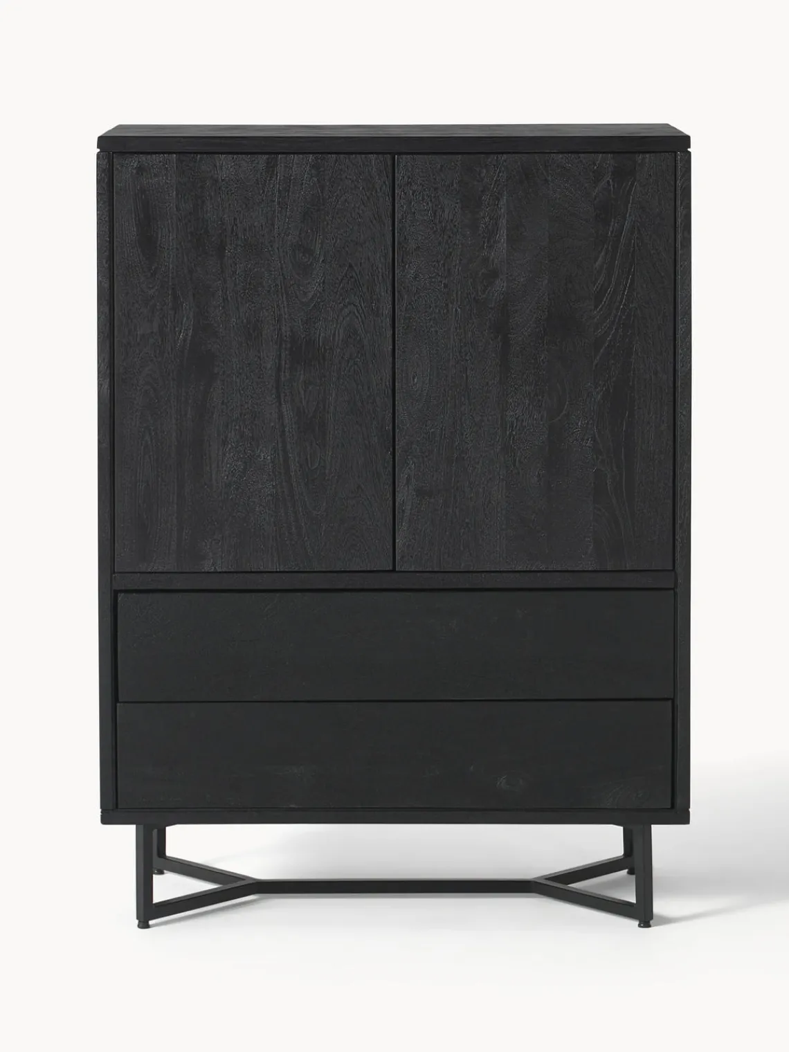 Sifonieres|Sifonieres>Westwing Collection Chiffonnier de madera de mango Luca Madera de mango lacada en negro, negro