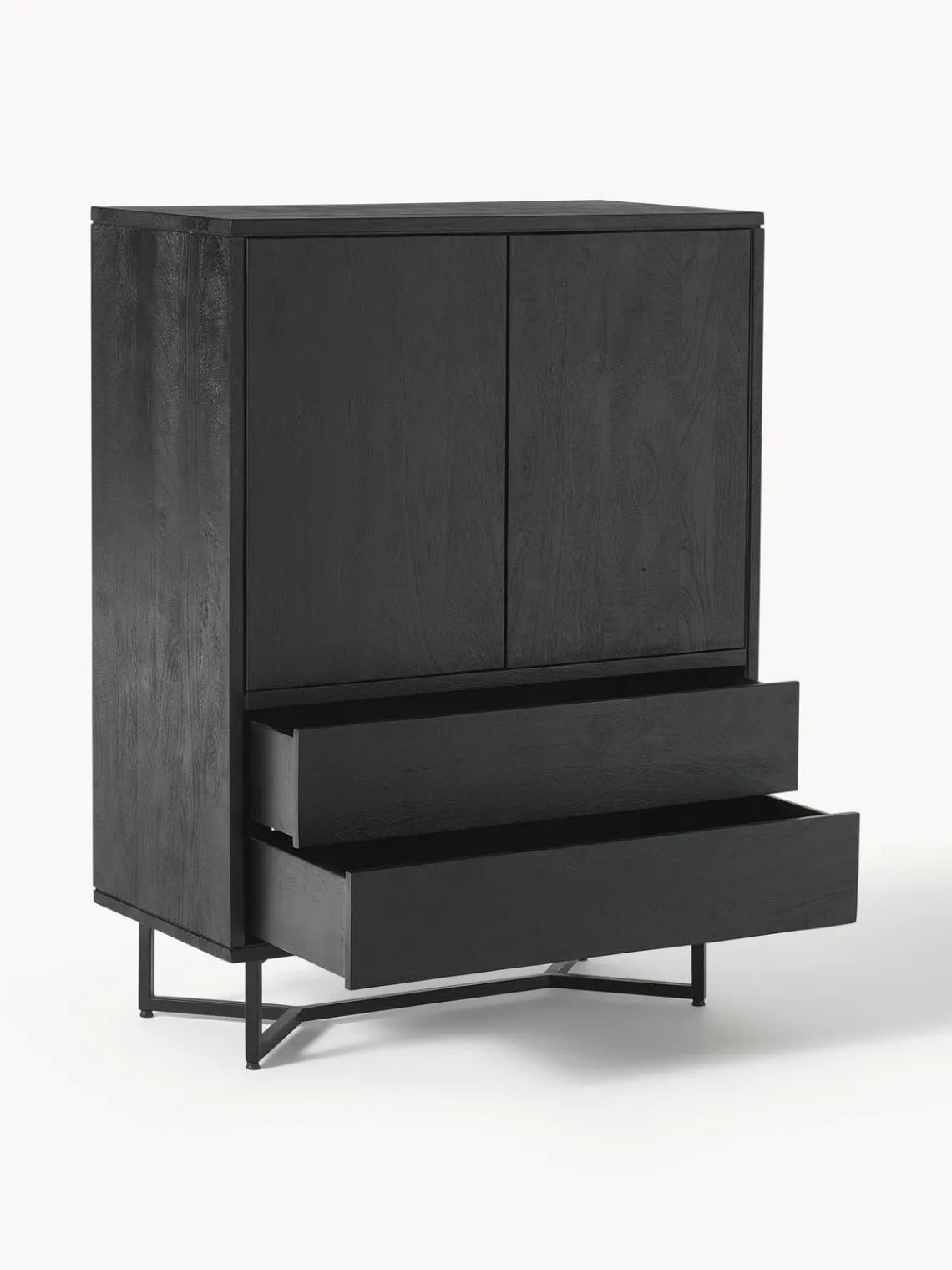 Sifonieres|Sifonieres>Westwing Collection Chiffonnier de madera de mango Luca Madera de mango lacada en negro, negro