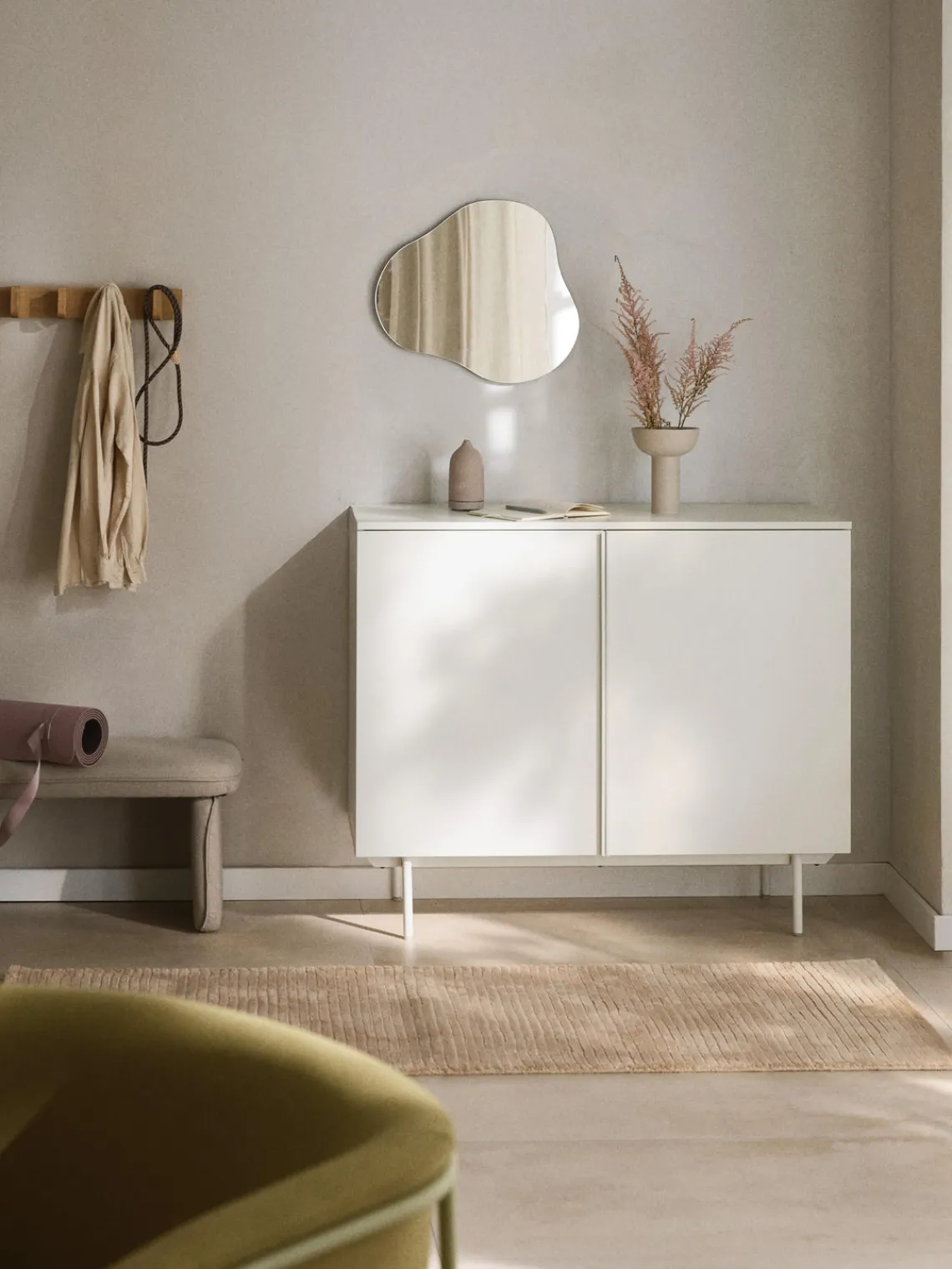 Sifonieres|Sifonieres>Westwing Collection Chiffonnier de madera Elona Beige claro brillante
