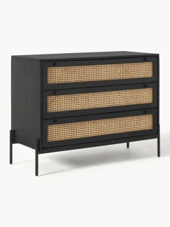 Cómodas|Cómodas>Westwing Collection Cómoda con tejido vienés Vienna Madera de mango, negro