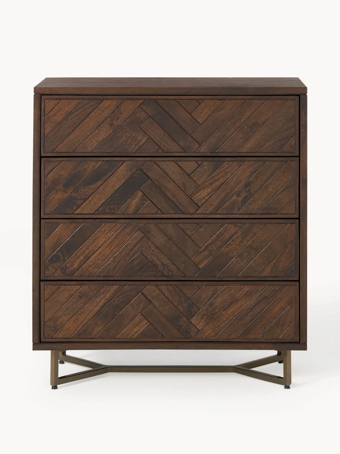 Cómodas|Cómodas>Westwing Collection Cómoda de madera de mango con diseño espiga Luca Madera de mango, dorado