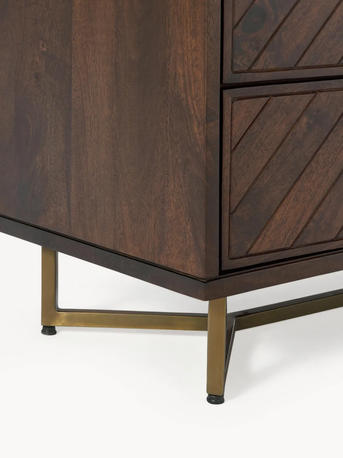 Cómodas|Cómodas>Westwing Collection Cómoda de madera de mango con diseño espiga Luca Madera de mango, dorado