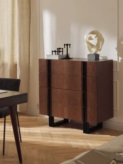 Cómodas|Cómodas>Westwing Collection Cómoda de madera Ross Madera de roble lacada en marrón oscuro