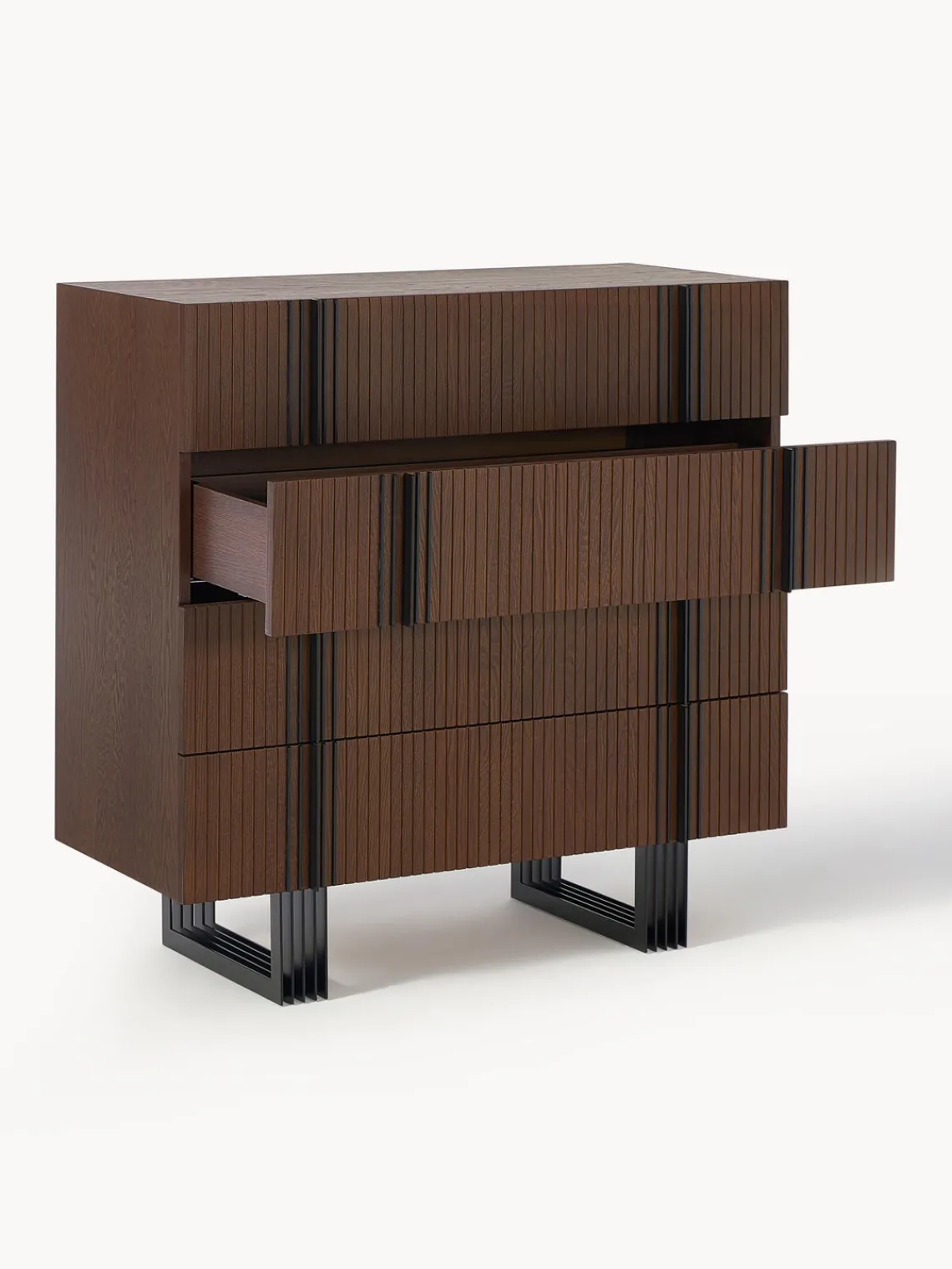 Cómodas|Cómodas>Westwing Collection Cómoda de madera Ross Madera de roble lacada en marrón oscuro