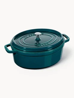 Ollas|Ollas>Staub Cocotte ovalada de hierro fundido Signature Collection Azul petróleo, plateado