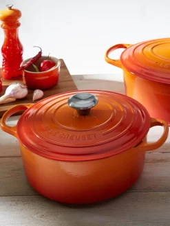 Ollas|Ollas>LE CREUSET Cocotte redondo de hierro fundido Signature Collection Tonos naranjas, plateado