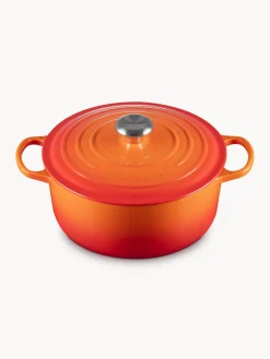 Ollas|Ollas></noscript>LE CREUSET Cocotte redondo de hierro fundido Signature Collection Tonos naranjas, plateado