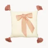 New Cojín acogedor de algodón orgánico con borlas Bows Niños Decoración Infantil|Cojines Infantiles