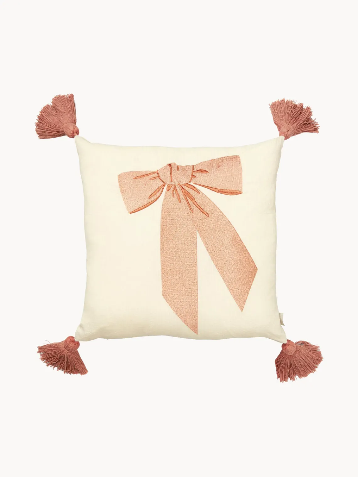 New Cojín acogedor de algodón orgánico con borlas Bows Niños Decoración Infantil|Cojines Infantiles