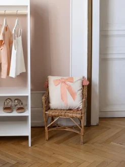 New Cojín acogedor de algodón orgánico con borlas Bows Niños Decoración Infantil|Cojines Infantiles