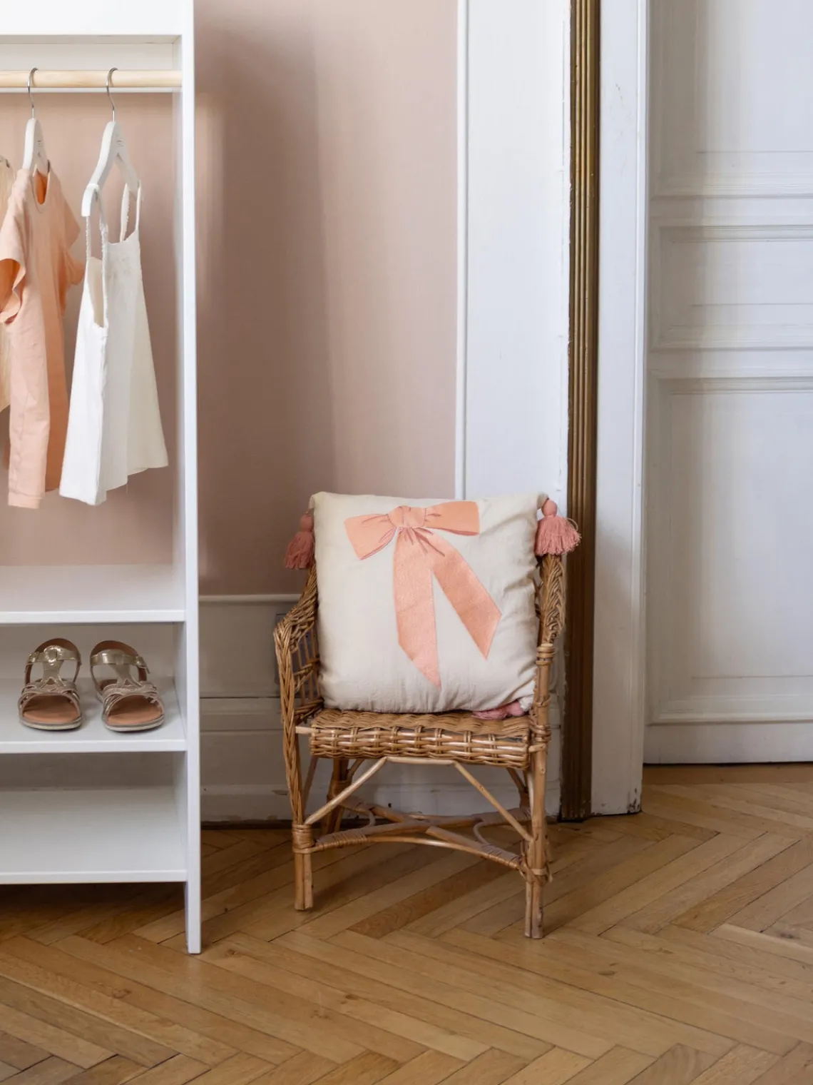 New Cojín acogedor de algodón orgánico con borlas Bows Niños Decoración Infantil|Cojines Infantiles