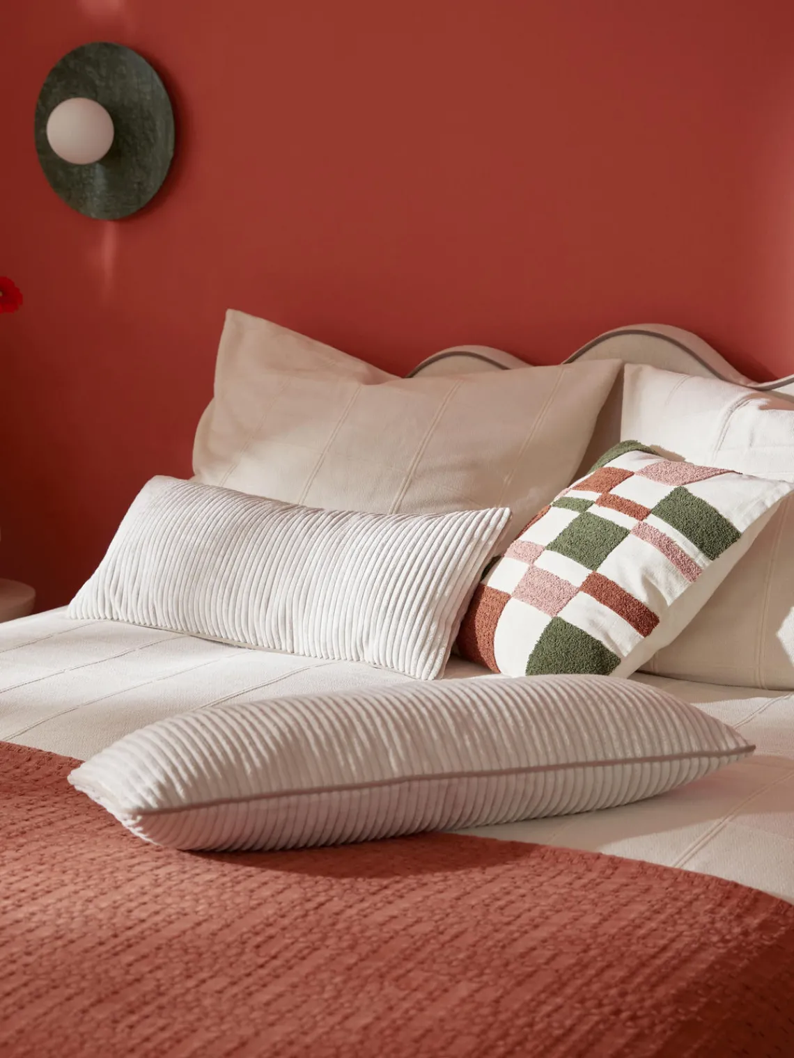 Mantas|Cojines Decorativos>Westwing Collection Cojín alargado de pana Kylen Blanco Off White, beige claro