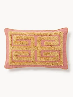 Cojines Decorativos|Mantas>Palais Cojín artesanal con mechones decorativos Cleo Rosa oscura, marrón claro