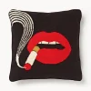 Hot Cojín artesanal de lana Lips Smolder Cojines Decorativos|Mantas