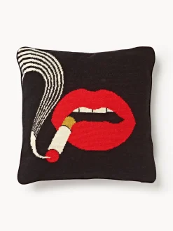 Hot Cojín artesanal de lana Lips Smolder Cojines Decorativos|Mantas