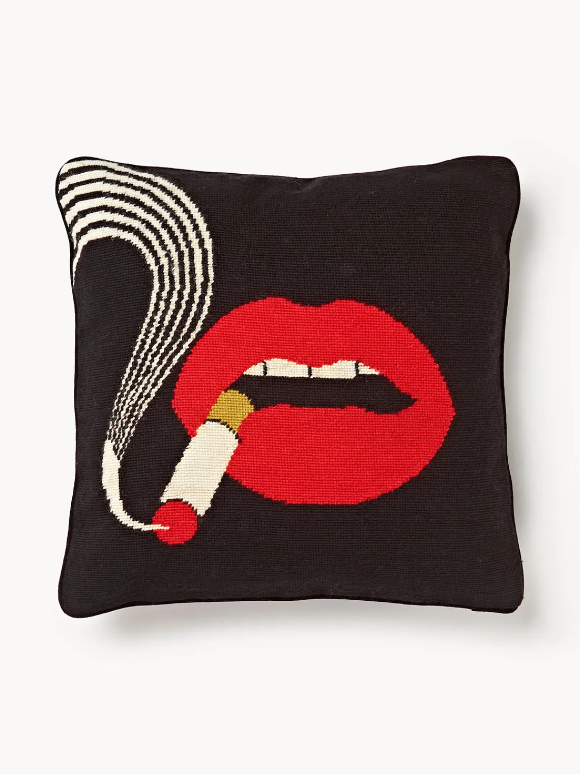 Hot Cojín artesanal de lana Lips Smolder Cojines Decorativos|Mantas