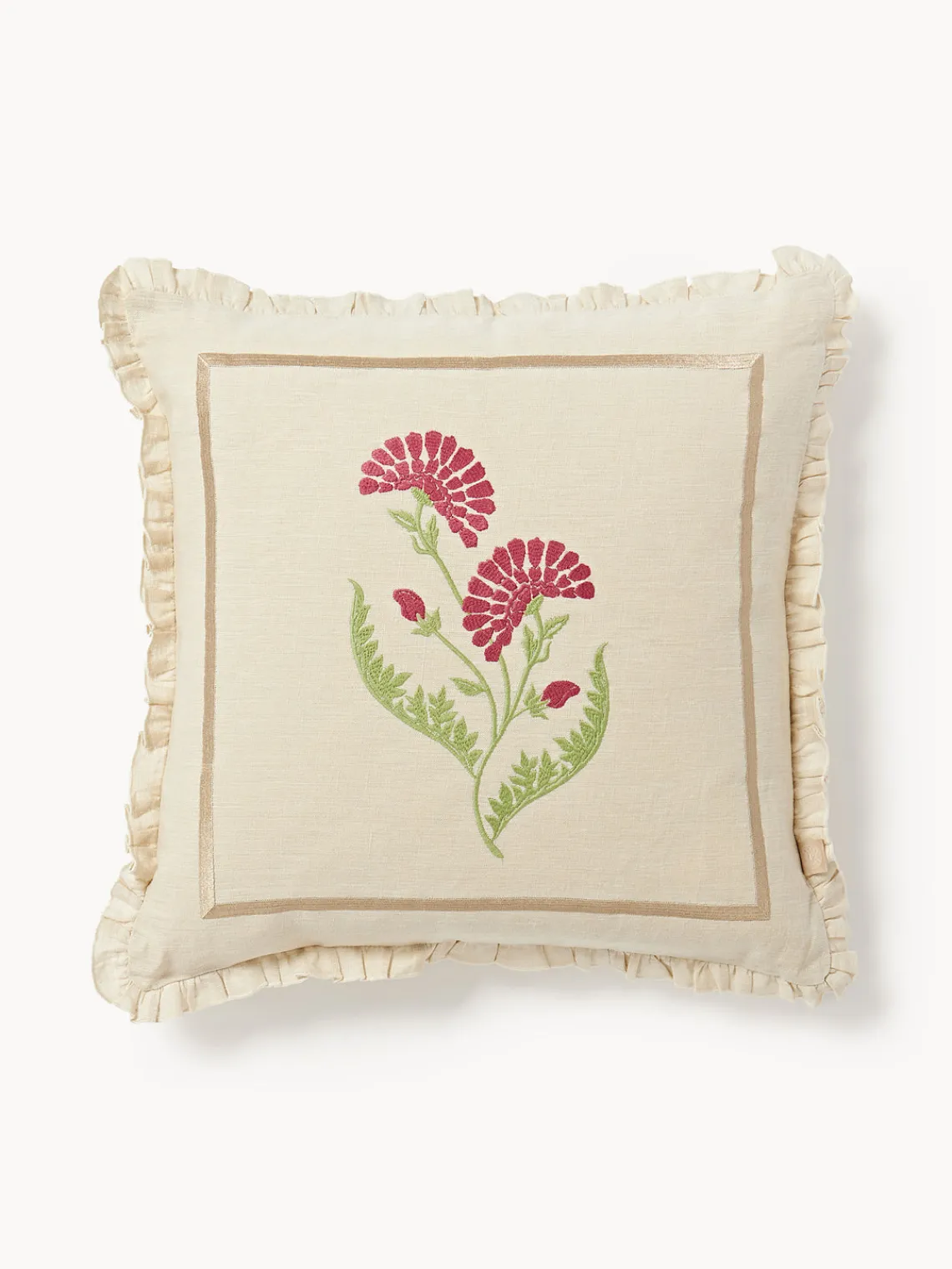 Cojín artesanal de lino con ribete Carry Cojines Decorativos|Mantas