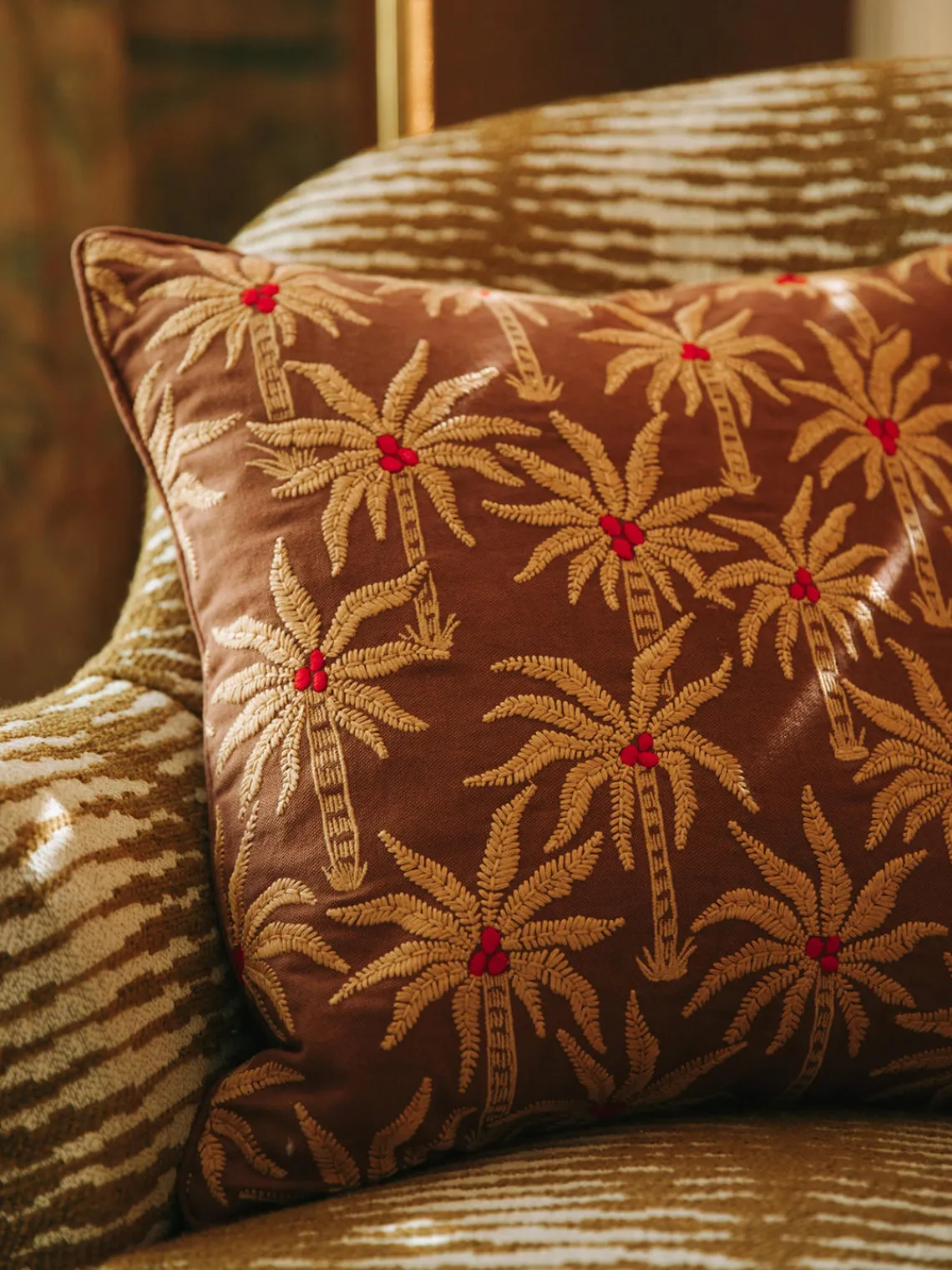 Cojines Decorativos|Mantas>Palais Cojín artesanal Laura Marrón, beige, rojo