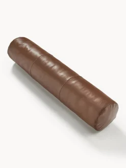 Mantas|Cojines Decorativos>Westwing Collection Cojín cervical artesanal de cuero Cuero marrón