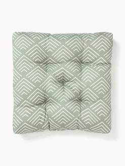 Mantas|Cojines Para Sillas>Westwing Collection Cojín de asiento de exterior con estampado gráfico Milano Verde oliva, blanco