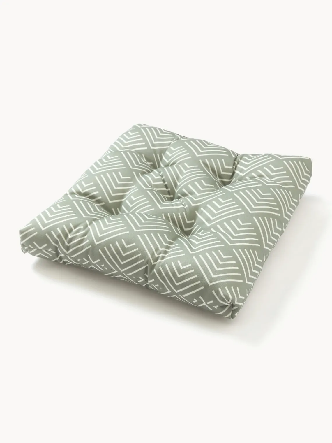 Mantas|Cojines Para Sillas>Westwing Collection Cojín de asiento de exterior con estampado gráfico Milano Verde oliva, blanco